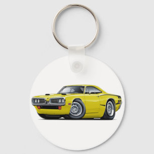 1970 Super Bee Yellow-Black C-Stripe Scoop Hood Keychain