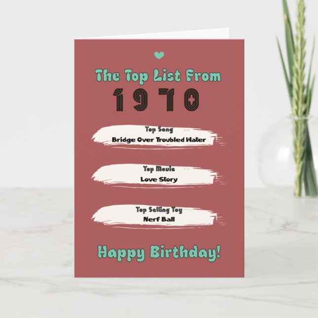 1970 Top List Birthday Card (Front)