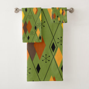 1970s Atomic Diamonds Bath Towel Set