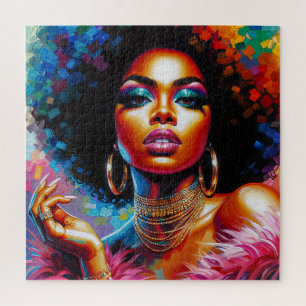 1970s Black Woman Afro Glam Pop Art Puzzle