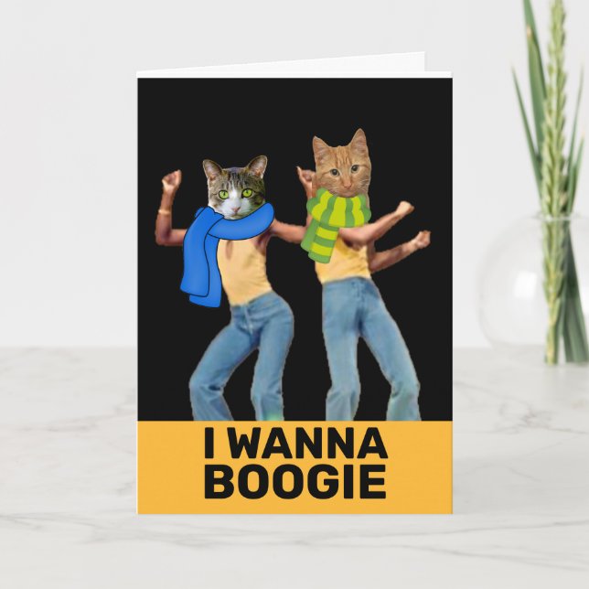 1970's DISCO CAT ROMANCE LOVE CARD (Front)