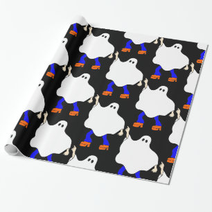 1970s disco halloween ghost groovy wrapping paper
