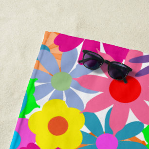 1970s Flower Power Beach Towel