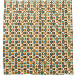 1970s Funky Circles Pattern Orange Brown Teal