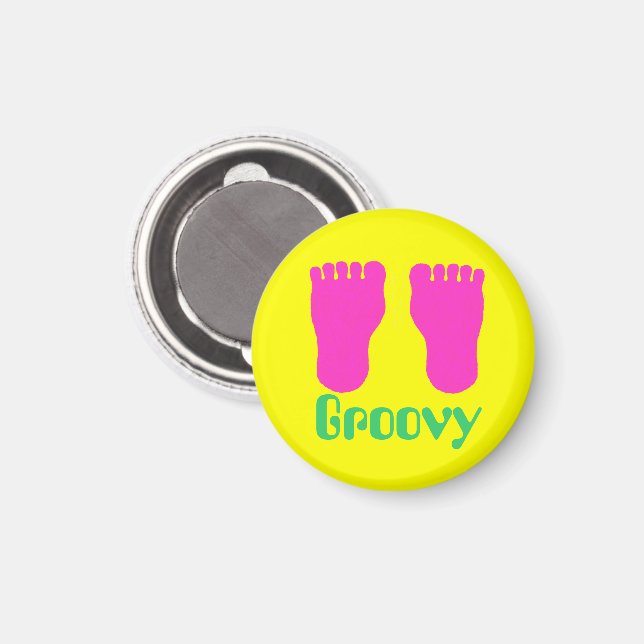 1970s Fuzzy Feet Groovy Magnet (Front/Back)