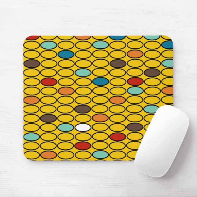 1970s Gold Ovals  Mouse Pad (With Mouse)