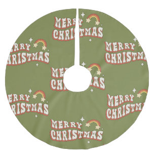 1970s groovy merry christmas funky brushed polyester tree skirt
