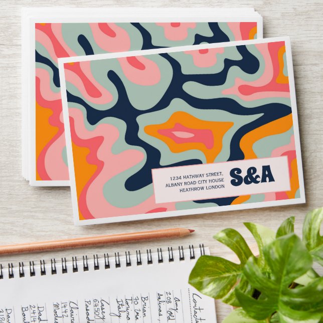 1970s Groovy Pattern Pastel Retro  Envelope (Stacked)