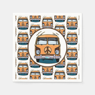 1970's Hippie Van Retro Vintage Style Birthday Napkin