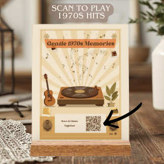 1970s Music Therapy & Scannable Spotify Playlist Acrylic Sign