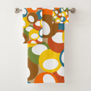 1970s Olive Circles Bath Towel Set
