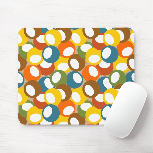 1970s Olive Circles Mouse Pad (With Mouse)
