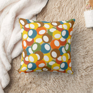 1970s Olive Circles Throw Pillow