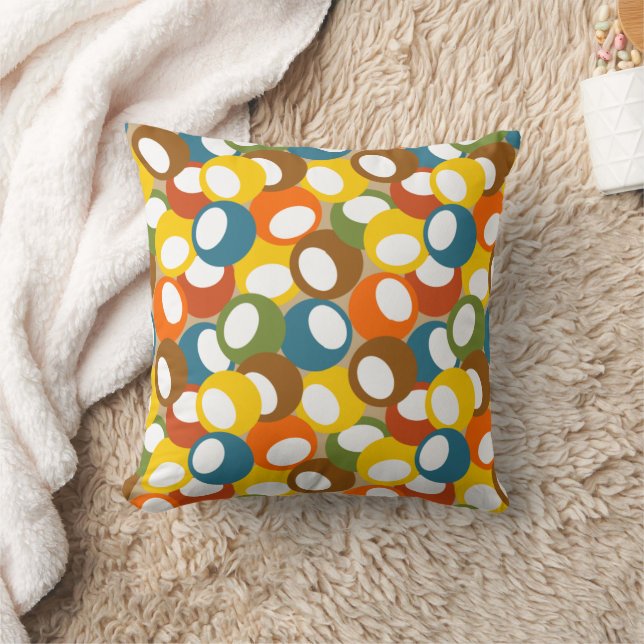 1970s Olive Circles Throw Pillow (Blanket)