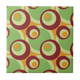 1970s overlapping disco circles green orange tile