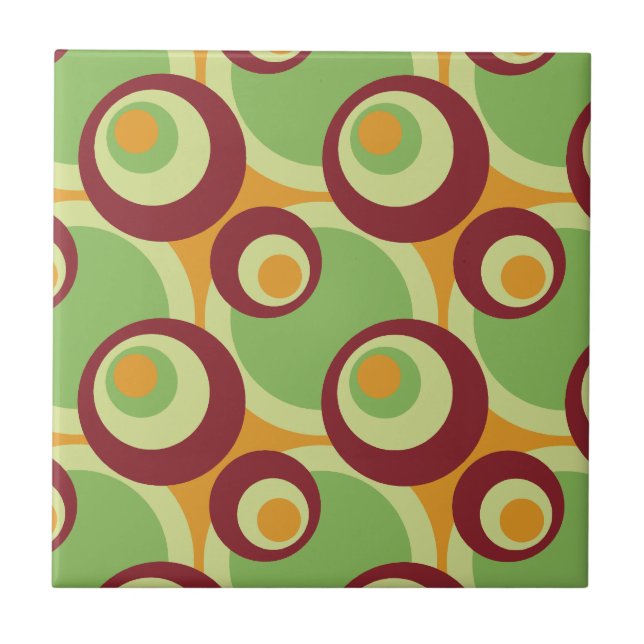 1970s overlapping disco circles green orange tile (Front)