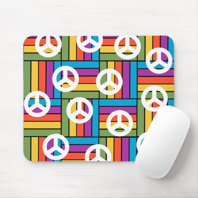 1970s Peace  Mouse Pad (With Mouse)