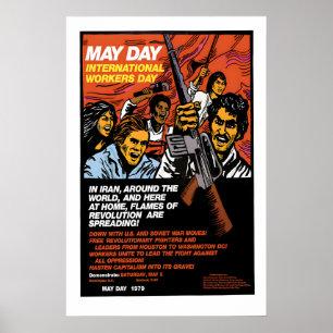 1970s Poster International worker's day Flames of