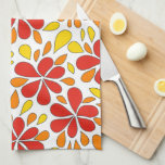1970s Retro Abstract Flowers Red Orange Yellow Kitchen Towel<br><div class="desc">This fabulously funky 1970s retro  kitchen towel features red abstract flowers releasing orange and yellow seeds. Add that pop of colour and cheer into your kitchen decor by having this towel hang from the oven door!</div>