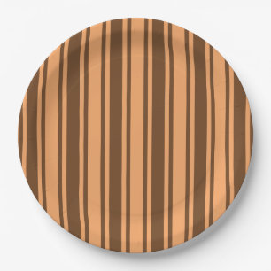 1970s retro brown candy stripes paper plate