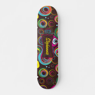 1970's Retro Circle Colourful Comp Skateboard