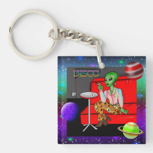 1970's Retro Extraterrestrial in Disco Lounge   Keychain