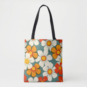 1970s Retro Flowers Tote Bag
