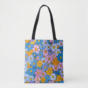 1970s Retro Flowers Tote Bag