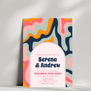 1970s Retro Groovy Pastel Wavy Arch Photo Invitation