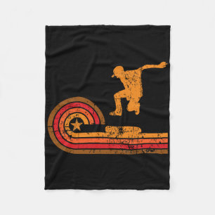 1970's Retro Skateboarder Silhouette Skateboarding Fleece Blanket