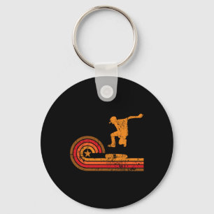1970's Retro Skateboarder Silhouette Skateboarding Keychain