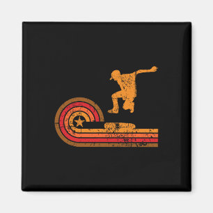 1970's Retro Skateboarder Silhouette Skateboarding Magnet
