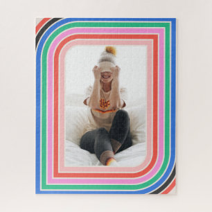 1970s Retro Stripe Customizable Photo Puzzle 16x20