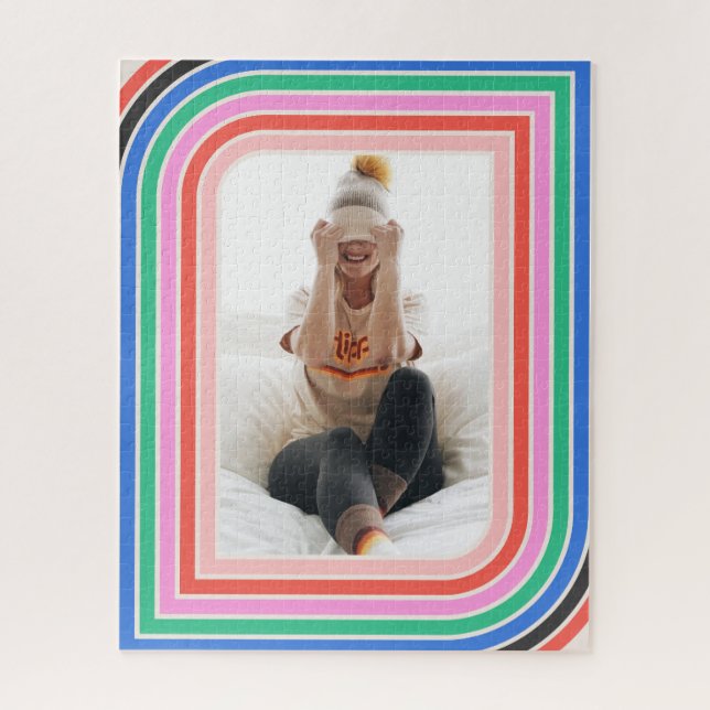1970s Retro Stripe Customizable Photo Puzzle 16x20 (Vertical)