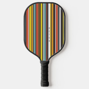1970s Retro Stripes Orange Brown Aqua White Pickleball Paddle