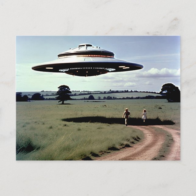 1970s Retro UFO Photo Australian Outback Postcard (Front)