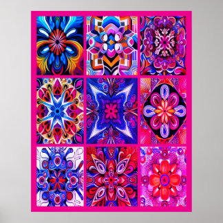 1970s Retro Vibe on a Multi-Colored Wall Poster