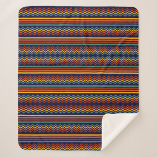 1970s retro vintage stripes and zigzag sherpa blanket