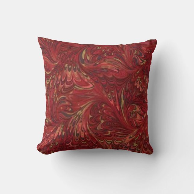 1970's Ruby Pattern Throw Pillow (Front)