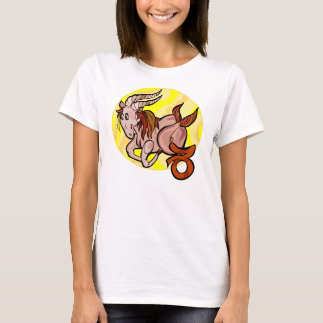 1970s style Capricorn Painting with Symbol T-Shirt (Front)