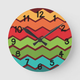1970s Zigzag  Round Clock