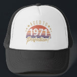 1971 50th Birthday Aged To Perfection Trucker Hat<br><div class="desc">Cool distressed birth year gift idea for men for are aged to perfection! Great for birthday parties or present for dad,  brother,  grandpa or friend.</div>