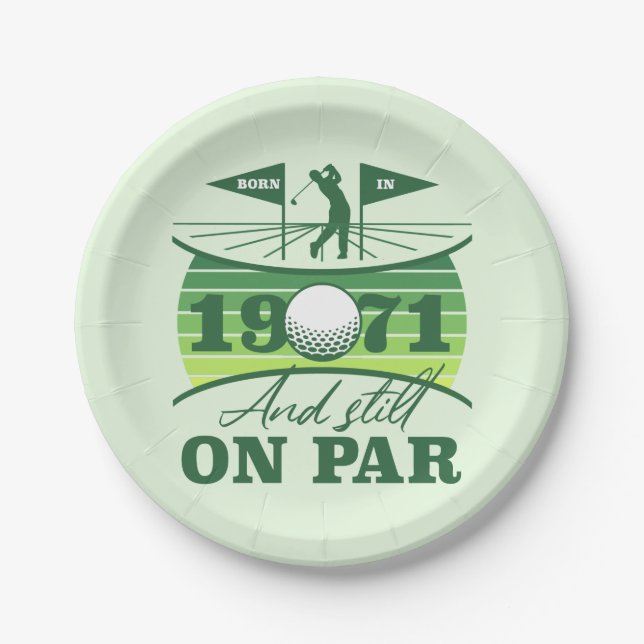 1971 50th Birthday Golf Lover Paper Plate (Front)