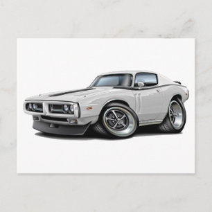 1971-72 Charger White-Black Car Postcard