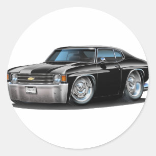 1971-72 Chevelle Black Car Classic Round Sticker