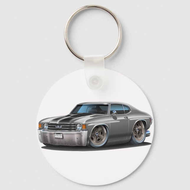 1971-72 Chevelle Grey-Black Car Keychain (Front)