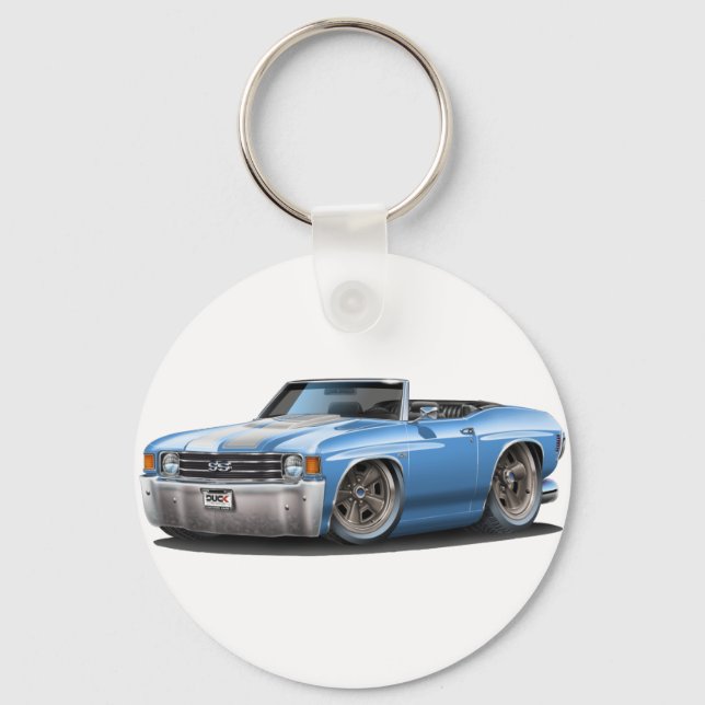 1971-72 Chevelle Lt Blue-White Convertible Keychain (Front)