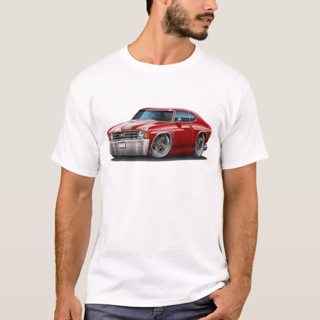 1971-72 Chevelle Maroon-White Car T-Shirt (Front)