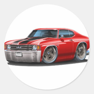 1971-72 Chevelle Red-Black Car Classic Round Sticker