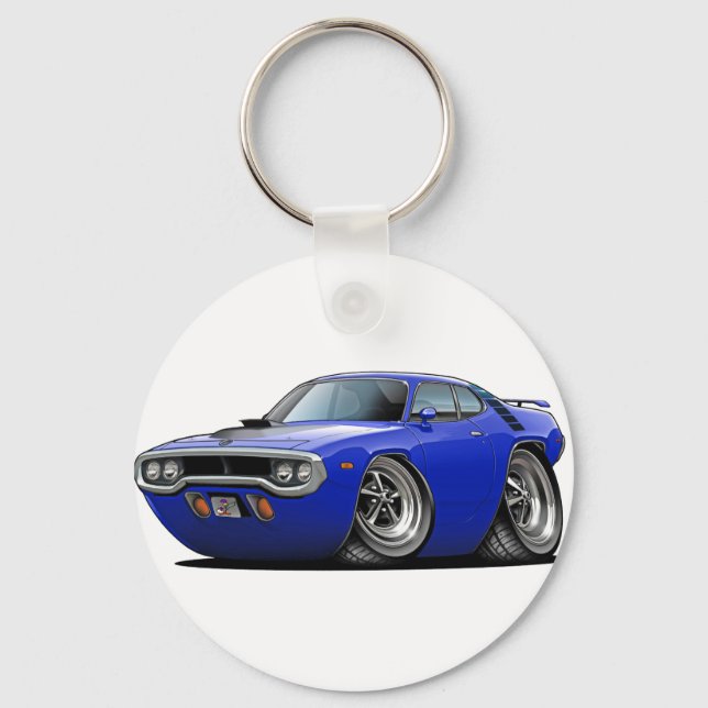 1971-72 Roadrunner Blue-Black Car Keychain (Front)